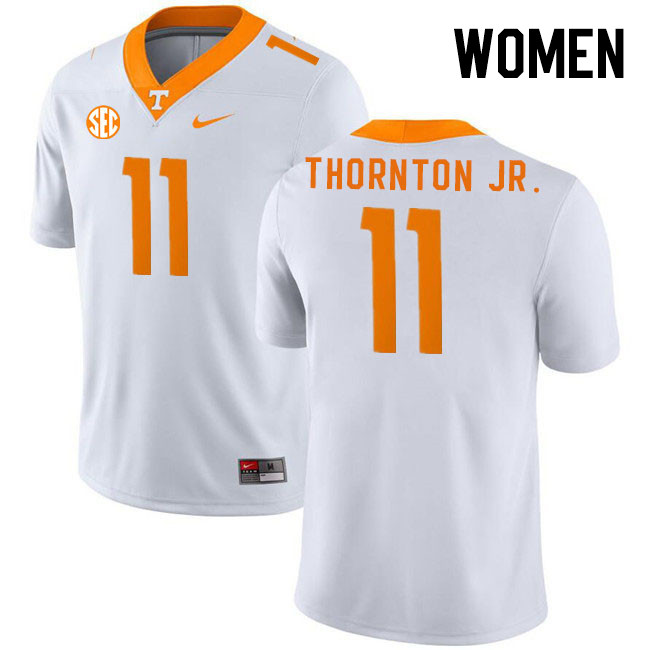 Women #11 Dont'e Thornton Jr. Tennessee Volunteers College Football Jerseys Stitched Sale-White - Click Image to Close